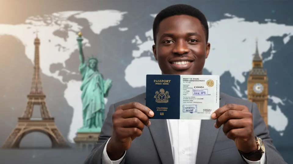 a Nigerian student or professional confidently holding an approved visa will perfectly capture the success and relief associated with Kings Training Concepts' visa services