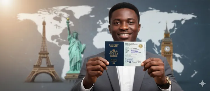 a Nigerian student or professional confidently holding an approved visa will perfectly capture the success and relief associated with Kings Training Concepts' visa services